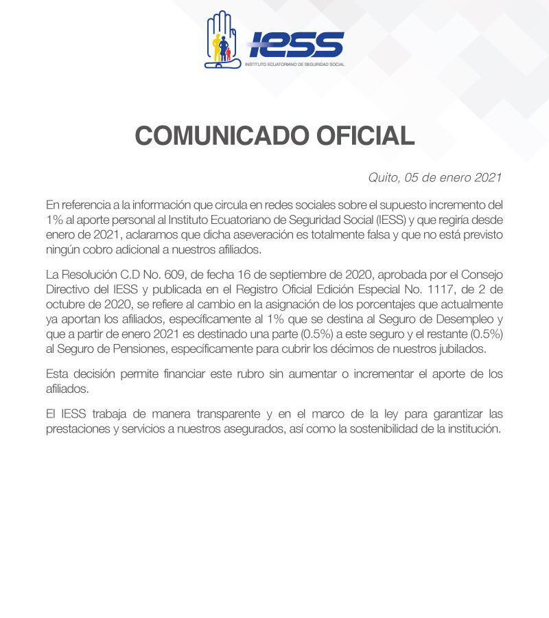 Comunicado del IESS