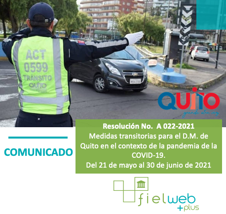 Medidas transitorias para el D.M. de Quito del 21 de mayo al 30 de junio de 2021