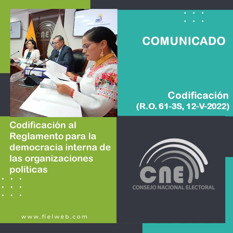 Codificación al Reglamento para la democracia interna de las organizaciones políticas